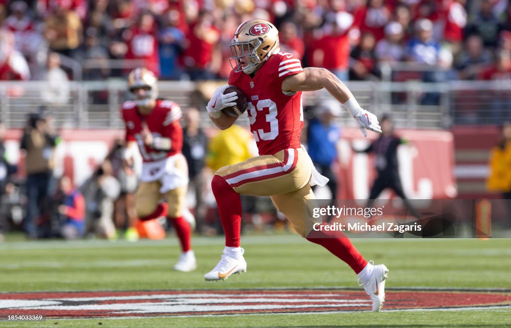 NFL, McCaffrey. Super Bowl LVIII